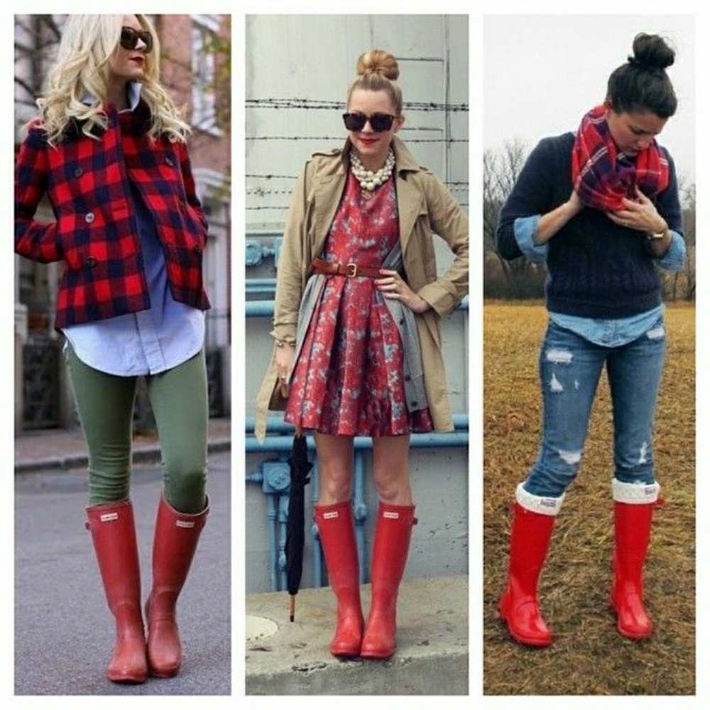 Hunter Wellies Original Tall Boots in Glossy Red